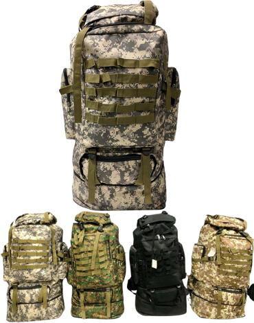 Mochila de Camping Colores Surtidos  x 12 Unds. Medida: 80 x 40 cm aprox.