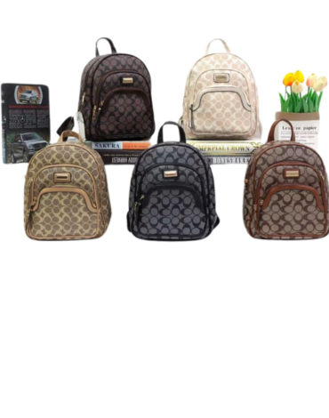 Mochila Eco Cuero Colores Surtidos x 6 Unds. Medida: 24 x 10.5 x 29 cm aprox.