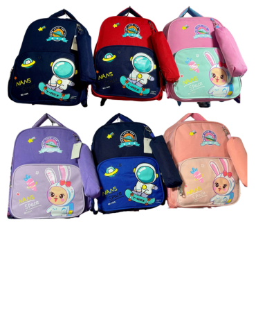 Mochila Escolar con Estuche Colores Surtidos x 12 Unds.Medida:35 x 30 cm aprox