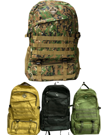 Mochila Militar Colores Surtidos x 12 Unds. Medida: 60 x 40 cm aprox.