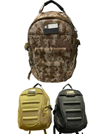 Mochila Militar Solo Café y Negro  x 12 Unds. Medida: 45 x 25 cm aprox.