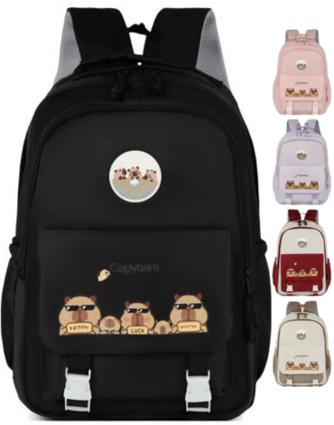 Mochila Infantil Capibara Modelos Surtidos x 4 Unds. Medida: 31 x 18 x 48 cm aprox.