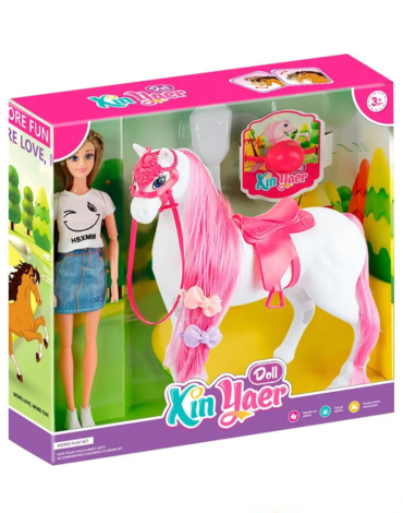 Muñeca con Caballo con Accesorios x 1 Unds.Medida: 28 cm aprox.