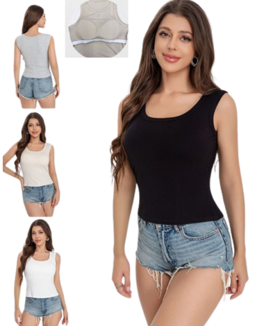 Polera Musculosa con Almohadilla de Mujer Colores Surtidos x 16 Unds. Talla: L / XL