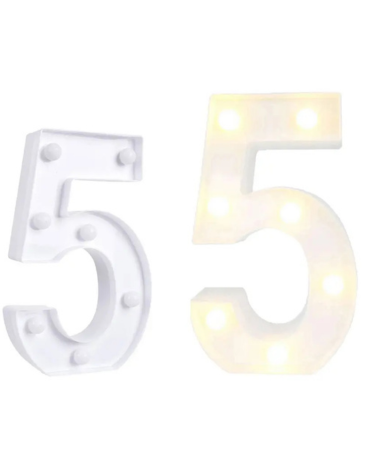 Número 5 con Luz Amarilla Led x 4 Unds.Medida: 22 x 10 cm aprox.
