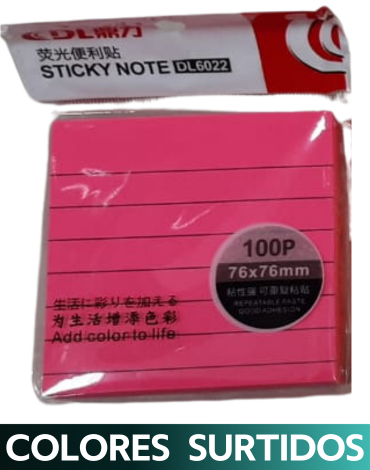 Nota Adhesiva Colores Surtidos x 12 Und. Medidas :76 x76 MM