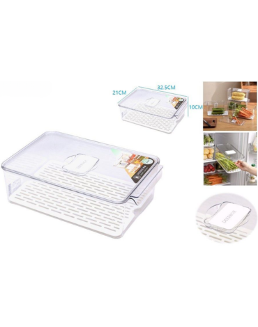 Caja Organizador con Tapa para Refrigerador x 4 Unds. Medida: 21 x 32.5 x 10 cm aprox.