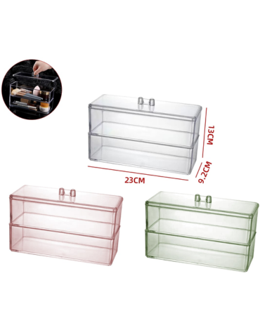 Caja Organizadora Transparente Colores Surtidos x 12 Unds. Medida: 23 x 9.2 x 13 cm aprox.