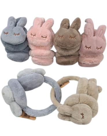 Orejeras Peluche Diseño Conejito Colores Surtidos x 12 Unds. Medida: Estándar