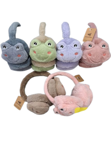 Orejeras Peluche Diseño Ranita Colores Surtidos x 12 Unds. Medida: Estándar