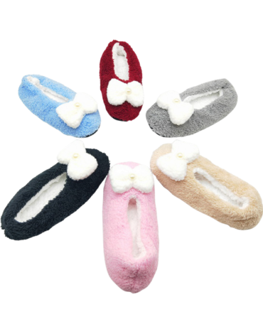 Pantuflas con Lazo Colores Surtidos x 36 Pares. Talla: 36 - 41