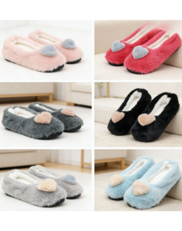 Pantuflas Corazón Colores Surtidos x 36 Pares. Talla: 36 - 41