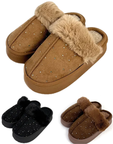 Pantuflas Mujer con Brillos Colores Surtidos x 54 Pares. Talla: 36 - 41