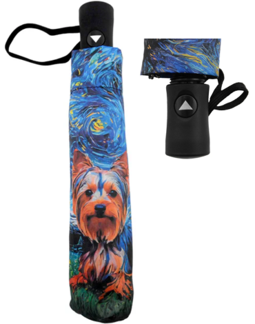 Paraguas de Cartera Automático Perrito Yorkshire x 4 Unds. Medida: 30 cm aprox.