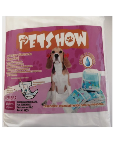 4 Set de Pañal para Perros (1 Set Trae 10 Pcs) Tallas: M