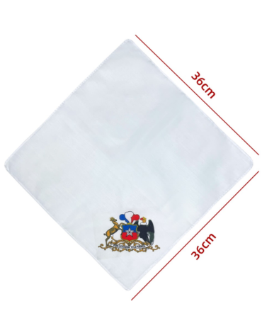 Pañuelo de Cueca Económico Diseño Escudo x 48 Unds. Medida: 36 x 36 cm aprox.