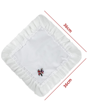 Pañuelo de Cueca con Borde Diseño Pareja de Baile x 12 Unds. Medida: 36 x 36 cm aprox.