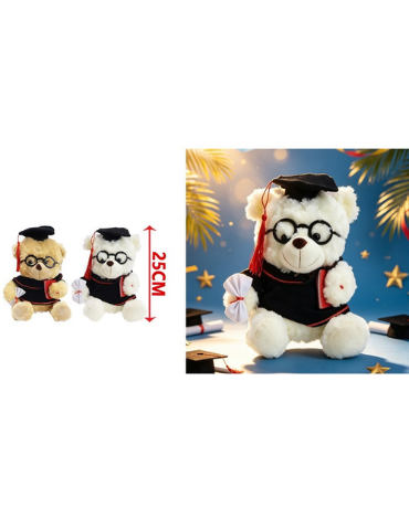 Peluche Osito de Graduación Colores Surtidos x 4 Unds. Medida: 28 cm aprox.