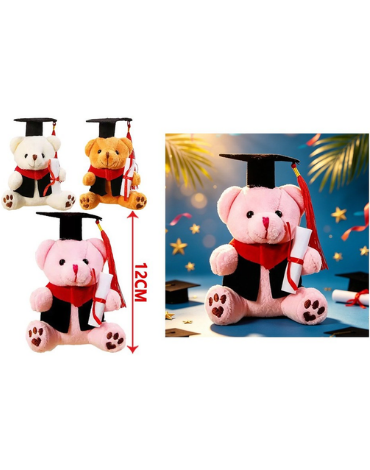 Peluche Osito de Graduación Colores Surtidos x 12 Unds. Medida: 12 cm aprox.