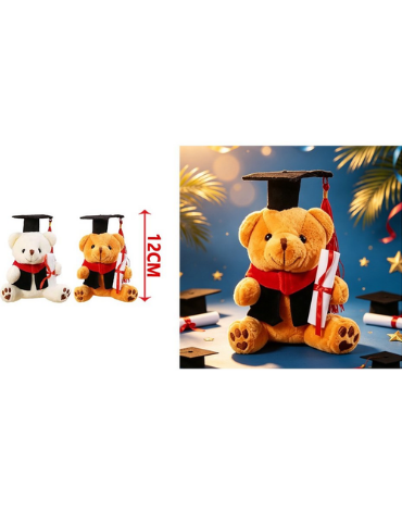 Peluche Osito de Graduación Colores Surtidos x 12 Unds. Medida: 12 cm aprox.
