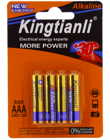 20 Set de Pilas Kingtianli AAA Alcalinas (1 Set Trae 4 PCS)