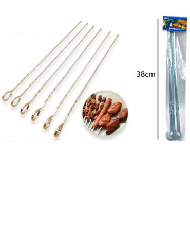 12 Set de Brochetas de Metal. Medida: 38 cm aprox( 1 Set Trae: 10 PCS)