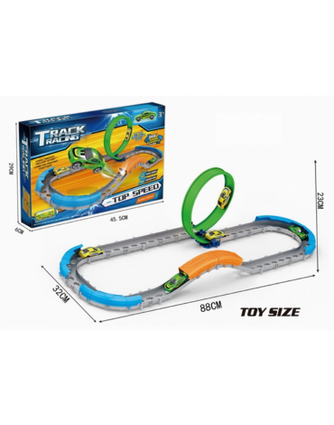 Pista de Carritos Track Racing x 6 Unds. Medida: 32 x 88 x 23 cm aprox.