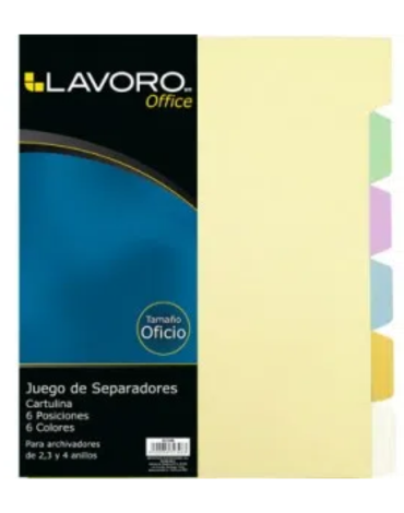 12 Set de Separador Oficio Cartón (1 Set Trae 6 PCS)