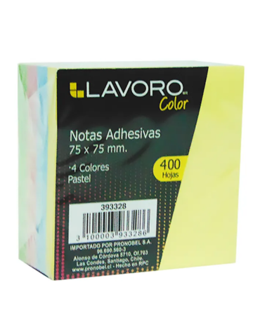 Nota Adhesiva x 6 Unds. Medidas: 75 X 75 Mm 400 Hojas