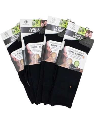 Calcetin Cobre Bamboo de Hombre sin Costura x 12 pares. Talla: 39 - 43