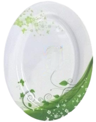 Plato de Melamina Ovalado x 6 Unds. Medida: 30 x 21 cm aprox.