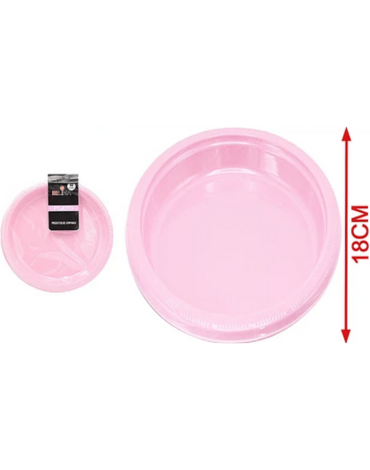 12 Set Platos Plástico Color Rosado (1 Set Trae 10 PCS) Medida: 18 cm aprox.