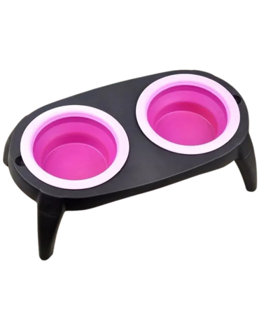 Plato Doble Alto para Mascotas Colores Surtidos x 6 Unds. Medida: 39 x 22 cm aprox.