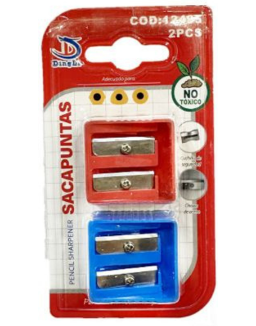 12 Set de Sacapuntas Plásticos Doble (1 Set Trae 2 Pcs)