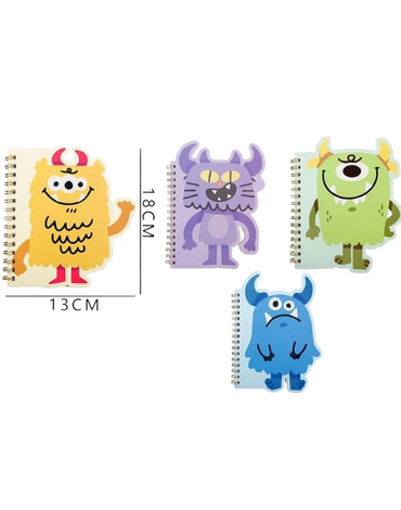 Cuaderno Monster B6 Modelos Surtidos x 12 Unds. Medidas: 13 x 18cm aprox