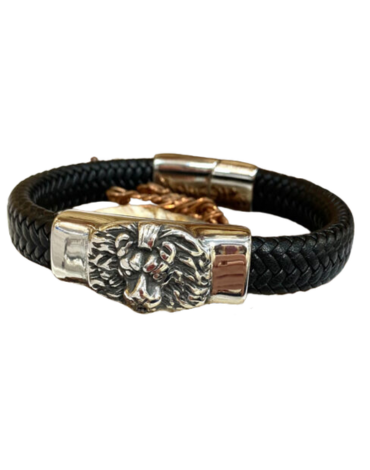 Pulsera de Cuero Negra para Hombre. x 6 Unds