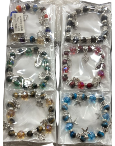 Pulsera de Piedras con Dije Colores Surtidos x 36 Unds.