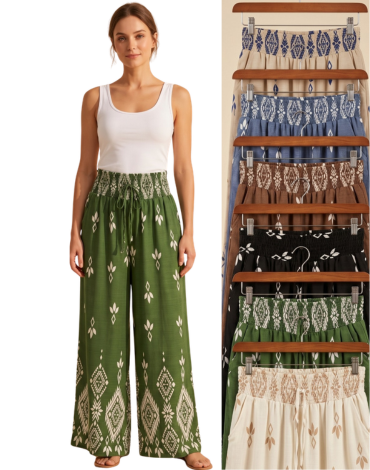 Pantalón Palazo de Mujer con Diseño Colores Surtidos x 4 Unds.