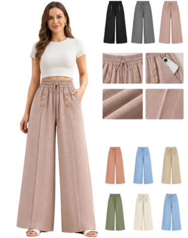 Pantalón Palazo de Mujer Colores Surtidos x 4 Unds. Talla:  M / L  - XL / XXL - XXL / XXXL