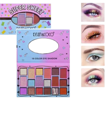 Paleta de Sombras 18 Colores x 4 Unds.