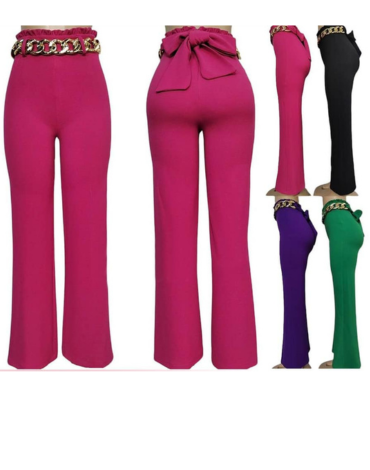 Pantalón de Dama Liso Cinturón  Lazo x 12 Unds. Talla: S / M - L / XL