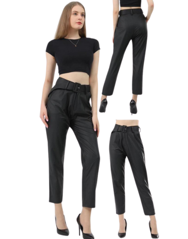 Pantalón Eco Cuero Dama con Polar  Color Único x 12  Unds. Talla: S / M - M/ L - L / XL