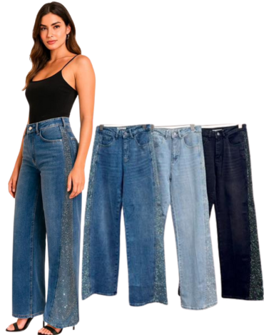 Pantalón Jeans Elasticado con Billo Colores Surtidos x 12 Unds Talla: S - M - L