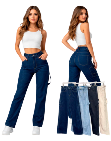 Pantalón Jeans Elasticado de Mujer Modelos Surtidos x 12 Unds. Talla: S - M - L