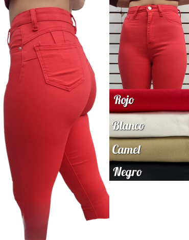 Pantalón de Mujer Elasticado Colores Surtidos x 6 Unds.Talla: 36 - 38 - 40 - 42 - 44 - 46
