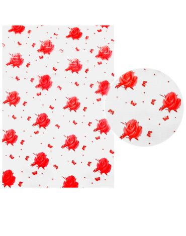 Papel Celofán Rosas x 50  Unds. Medidas: 70 x 1.00 cm aprox.