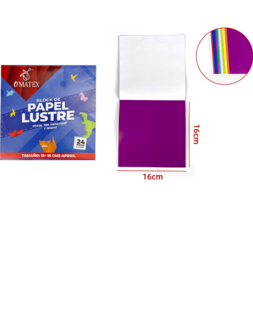 12 Set de Papel Lustre 12 Colores 24 Hojas cm aprox.(1 Set Trae: 24 Hojas, 12 Colores)