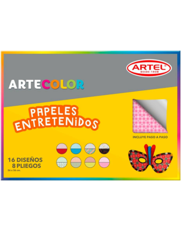 6 Set  de Papel Entretenido ARTEL .Medidas : 26 x 36 cm aprox(16 Diseños - 8 Pliegos  )