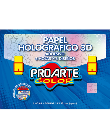 4 Set Papel Holográfico 3D PROARTE.Medidas: 23 x 33 cms aprox.(1 Set Trae: 6 Hojas)