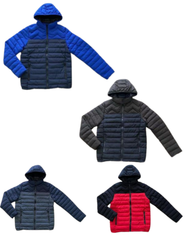 Parka  de Hombre con Gorro Desmontable x 12  Unds. Tallas: M - L - XL - 2XL - 3XL